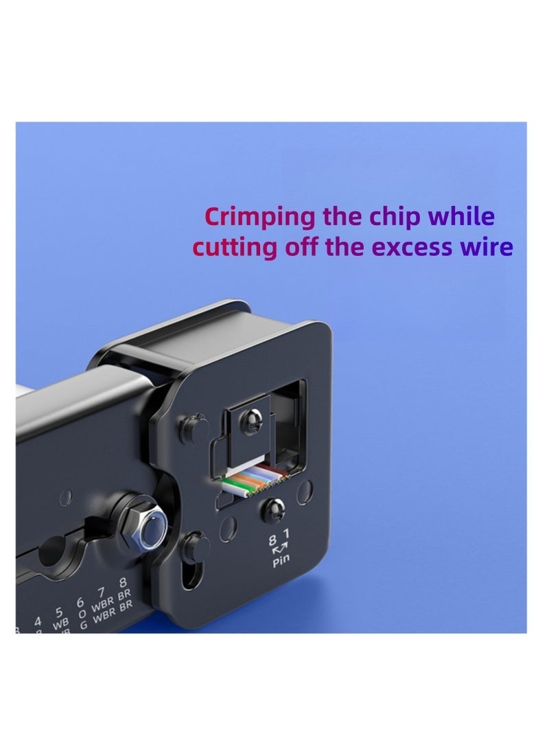 Through-Hole Cable Pliers, Multifunctional Punch-Down Crimping Tool, 6P/8P RJ45 Ethernet Cable Crimper, Compatible with Cat5/Cat5e/Cat6/Cat6a 8P Network Crystals Heads & 6P Telephone Lines - Image 3