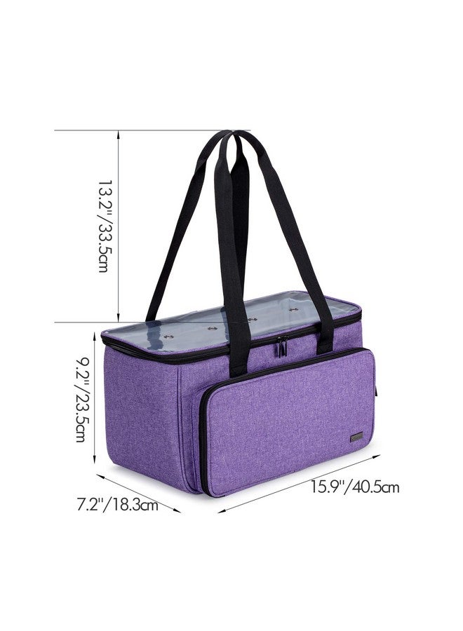 YARWO Knitting Yarn Bag Crochet Tote With Pocket For Wip Projects Knitting Needles(Up To 14”) And Skeins Of Yarn Purple (Bag Only)  - Image 5