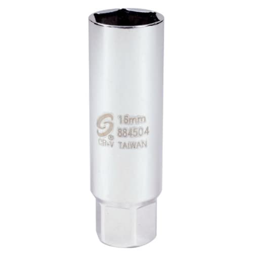 SUNEX TOOLS 884504 3/8" Drive Thin Wall, Metric, Spark Plug Socket, Cr-Mo, 1.86mm Thick - Image 1