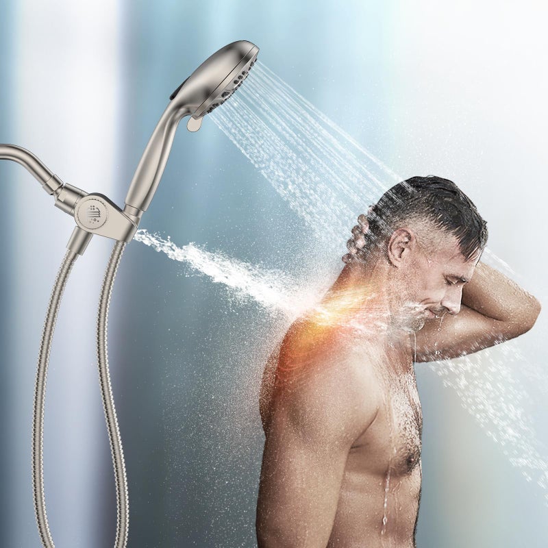 MakeFit Filtered Shower Head with Handheld Combo Brushed Nickel - Dual 2-in-1 Spa System with Massage Shower Head and 10 Modes Hand Held Showerhead, High Pressure, Buit in Power Wash Mode - Image 2