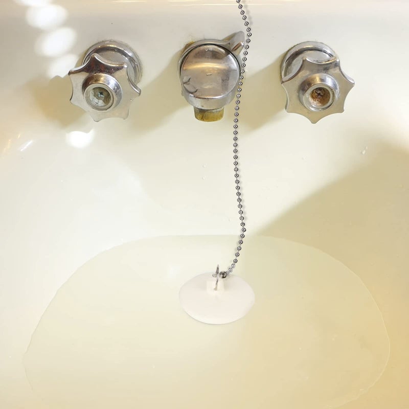 Opzour 2 Packs Tub Stopper, Rubber Bathtub Stoppers Drain Plug with 15" Stainless Steel Beaded Chain, Premium Bathroom Plug Fit for 1.5" to 2" Kitchen Sink, Bathroom Bath tub, Drain Stopper, White - Image 4