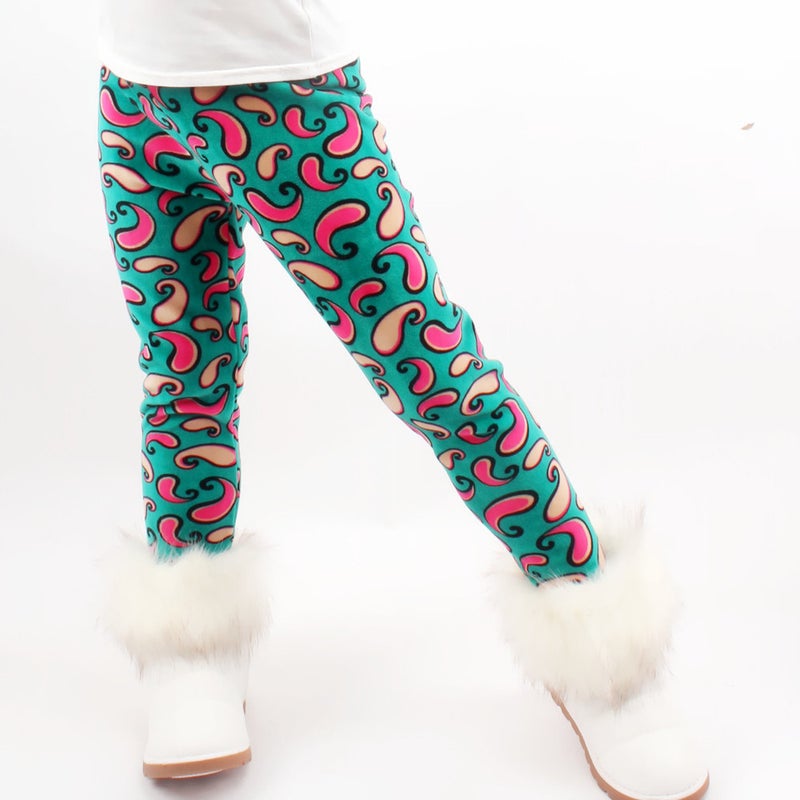 Super Soft Thickened Middle And Small Children Girls' Leggings Pencil Trousers Baby Casual Fleece-Lined Stickler Trousers - Image 1