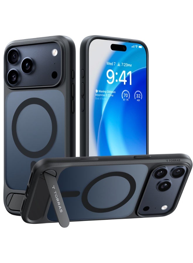 TORRAS iPhone 17 Pro Max Case Pstand Series, Built-in Kickstand, MagSafe Compatible, 12FT Military Grade Drop Protection, Slim Protective Cover – black - Image 1