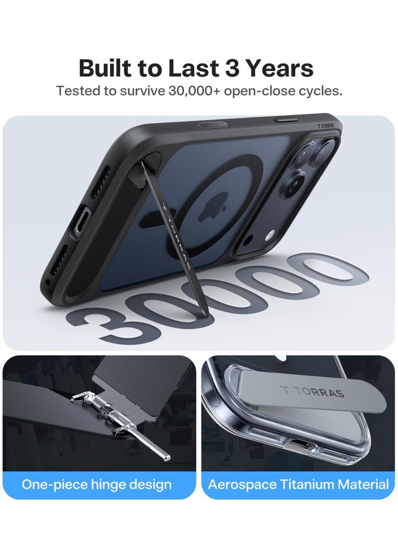 TORRAS iPhone 17 Pro Max Case Pstand Series, Built-in Kickstand, MagSafe Compatible, 12FT Military Grade Drop Protection, Slim Protective Cover – black - Image 5