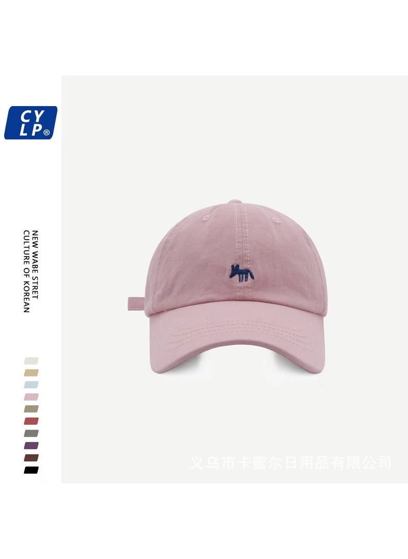 Generic - 2024 New Korean Embroidered Small Fox Baseball Hat Mens and Womens Wide Brim Showing Face Small Cap Travel Sun Hat Off-white - Image 1
