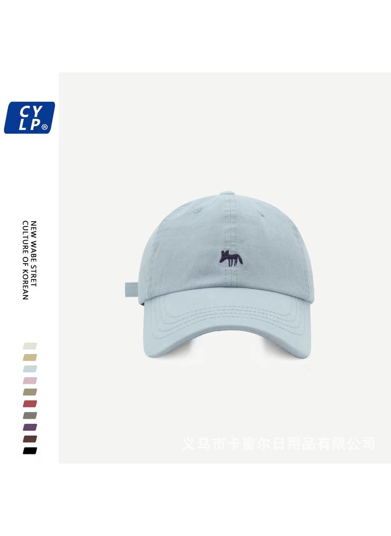 Generic - 2024 New Korean Embroidered Small Fox Baseball Hat Mens and Womens Wide Brim Showing Face Small Cap Travel Sun Hat Off-white - Image 1