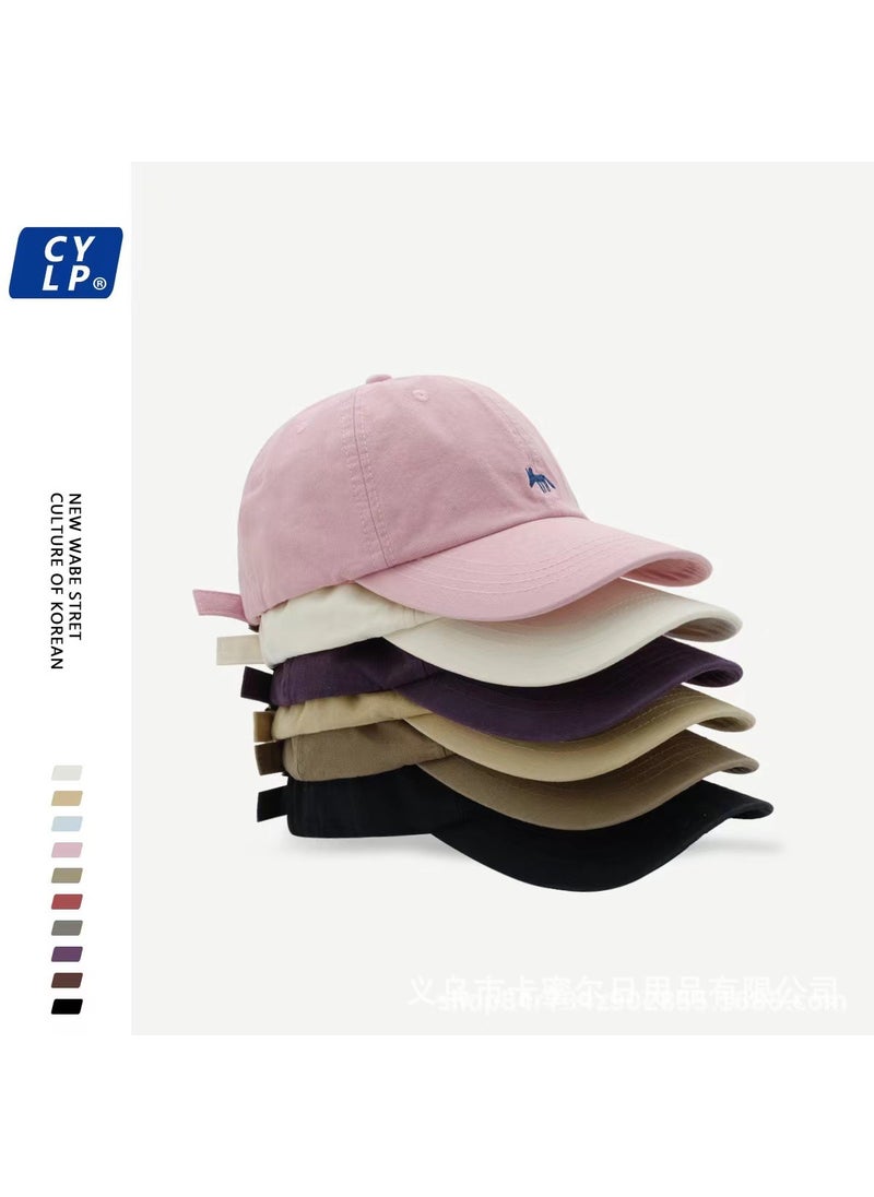 Generic - 2024 New Korean Embroidered Small Fox Baseball Hat Mens and Womens Wide Brim Showing Face Small Cap Travel Sun Hat Off-white - Image 1