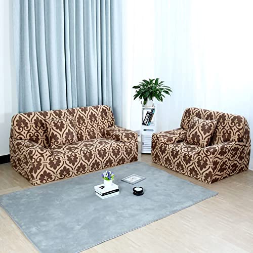 House of Quirk Universal Double Seater Sofa Cover Big Elasticity Cover for Couch 140 GSM Sofa Slipcover (Cambric Brown, 145-185cm) - Image 2