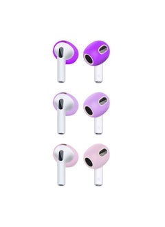 Case Cover 3 Pairs Earphone Silicone Earmuffs For AirPods 3 Dark Purple+Light Purple+Pink