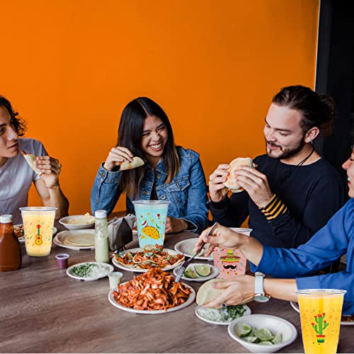 meekoo 100 Pack 12 oz Fiesta Cups Plastic Mexican Cups Clear Disposable Mug Cinco De Mayo Party Decorations for Fiesta Taco Birthday Party Drinkware Supplies, 4 Styles - Image 4