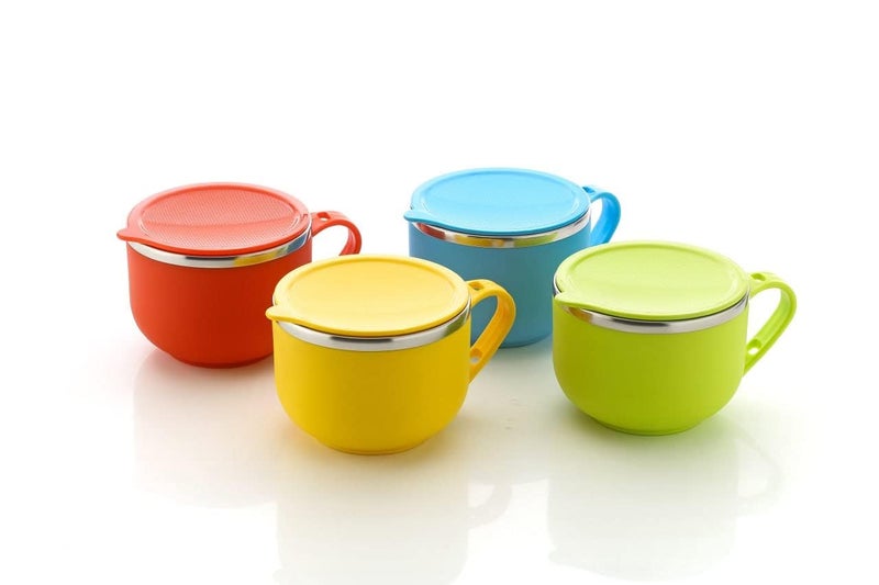 PATTAR Tableware Stainless Steel Noodle Bowl with Handle & Spoon, Bowl for Pasta, Soup, Rice, Maggie Food Container for use in Kitchen, School, Office, Travel (Multicolor) - Image 5