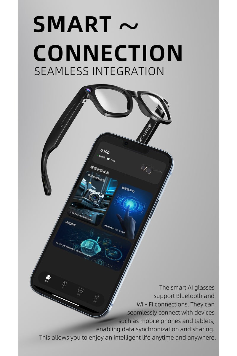 ZXING G300 AI Smart Glasses Multilingual Voice Command HD Visual Assistance Premium Wearable Tech for Executives - Image 3