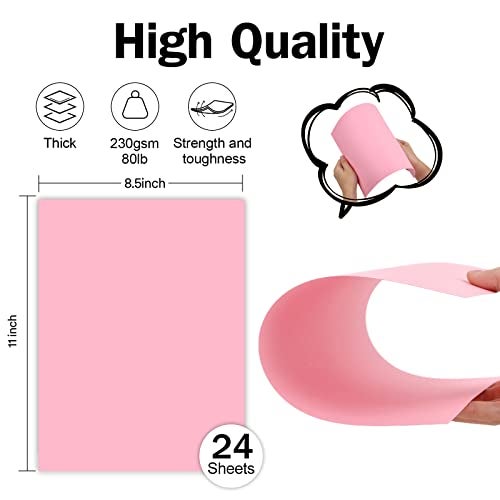 Goefun 24 Sheets Pink Cardstock 8.5 x 11 Thick Paper, Goefun 80lb Card Stock Printer Paper for Arts & Crafts, Valentines Day, Stationary Printing - Image 2