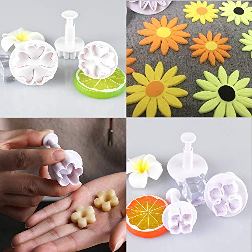 TOSPARTY Cookie Cutters Plunger Cutter Cake Decorating Supplies Fondant Molds White Daisy Hydrangea Five-petaled Flowers Lucky Grass Four-petaled Flowers Love Five-petaled - Image 3