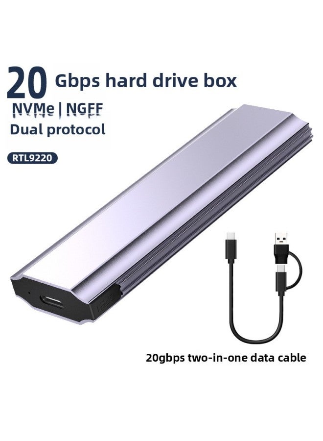 M.7 Mobile Hard Drive Box Nvme/ngff Dual Protocol Aluminum Alloy Ssd Solid State Drive Box 3.1 No Tools Required-Color:M16-20G Dual Protocol 9220 Gray - Image 1