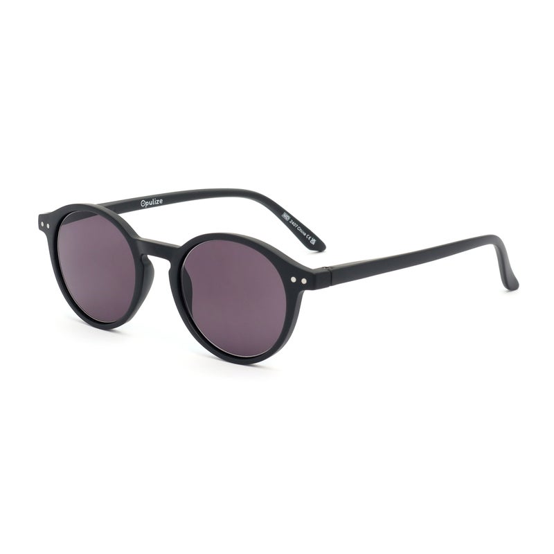 OPULIZE REY Sunglasses for Women Men, Retro Round Frame with Spring Hinges, Matte Black (Pack of 1) - Image 2