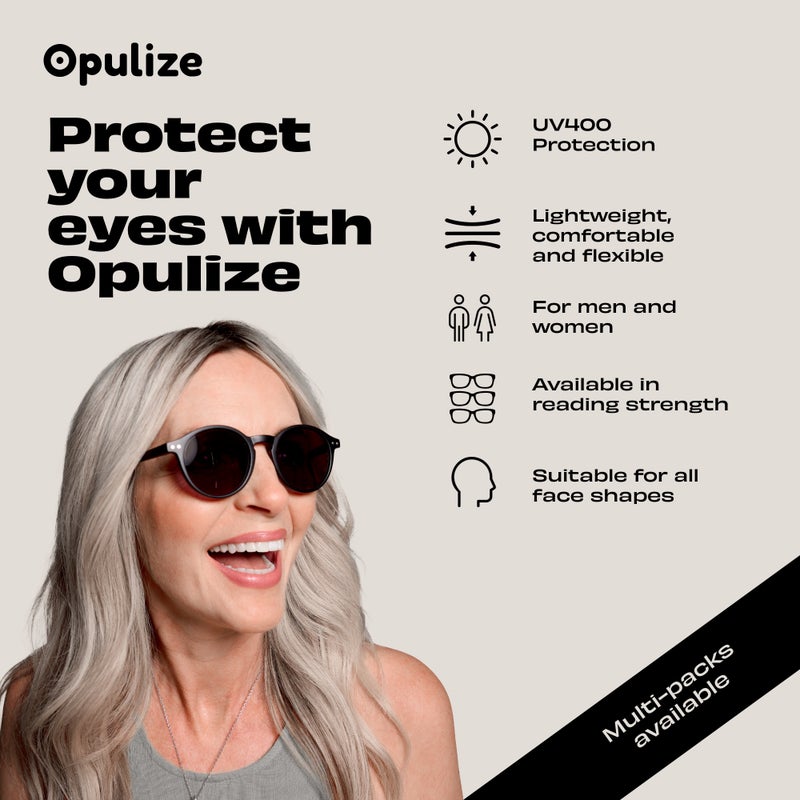 OPULIZE REY Sunglasses for Women Men, Retro Round Frame with Spring Hinges, Matte Black (Pack of 1) - Image 5