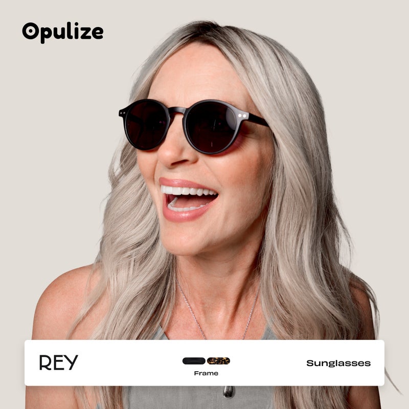 OPULIZE REY Sunglasses for Women Men, Retro Round Frame with Spring Hinges, Matte Black (Pack of 1) - Image 4