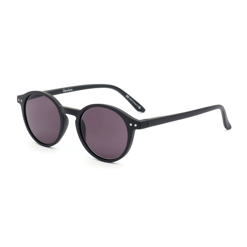 OPULIZE REY Sunglasses for Women Men, Retro Round Frame with Spring Hinges, Matte Black (Pack of 1) - Image 3