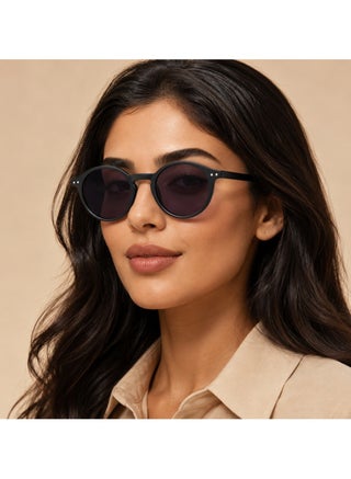 نظارات شمسية REY للنساء والرجال، إطار دائري رجعي مع مفصلات زنبركية، أسود غير لامع (عبوة من 1) - view 5