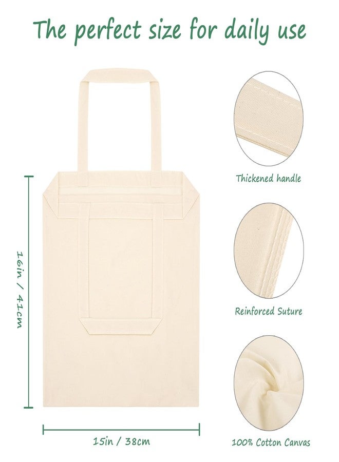 OKBA 5 Pack 15'' X 16'' Natural Cotton Tote Bags(Beige),Lightweight Blank Bulk Shopping Bags Reusable Grocery Cloth Bags,Suitable for Crafts,DIY,Painting,Gift, Activity - Image 2
