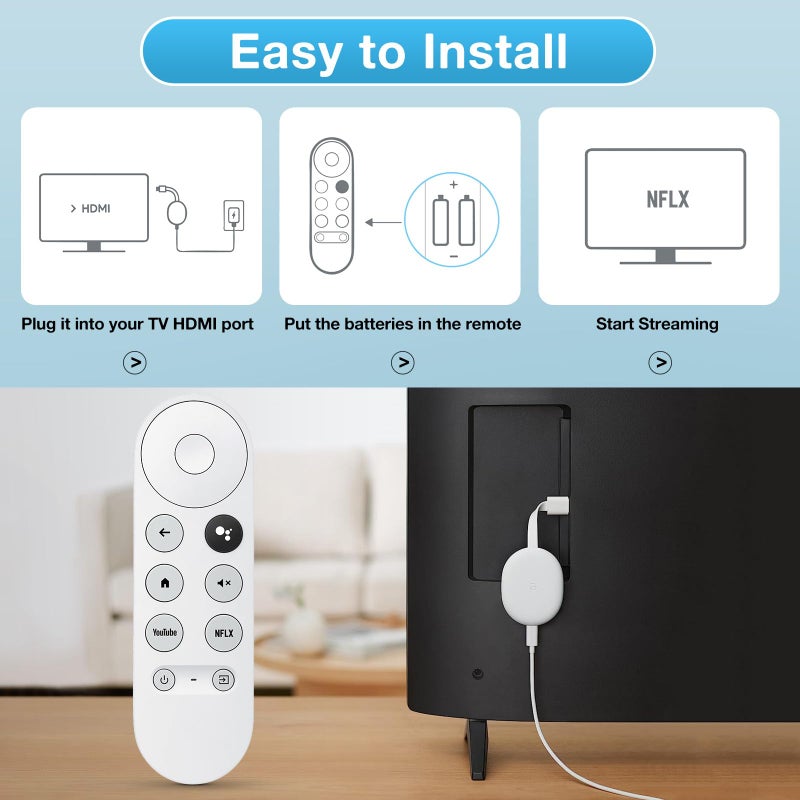 LOUTOC Replacement for Google-Chromecast-Remote, for Chromecast with Google TV Remote 4K/HD & Google TV Streamer 4K(Only for Snow Chromecast Google) - Image 4