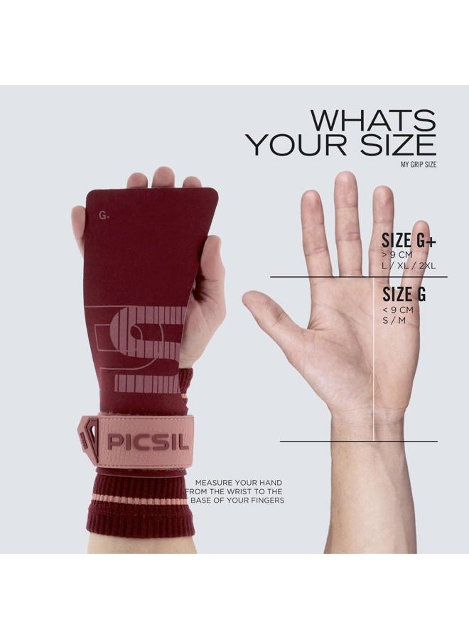 PICSIL Condor Grips, No Hole Leather Hand Grips, Increased Protection and Comfort, Hand grips for Gymnastic, Cross Training, Pull ups, Weightlifting, Prevents Blisters and Tears (Burgundy, G+) - Image 5