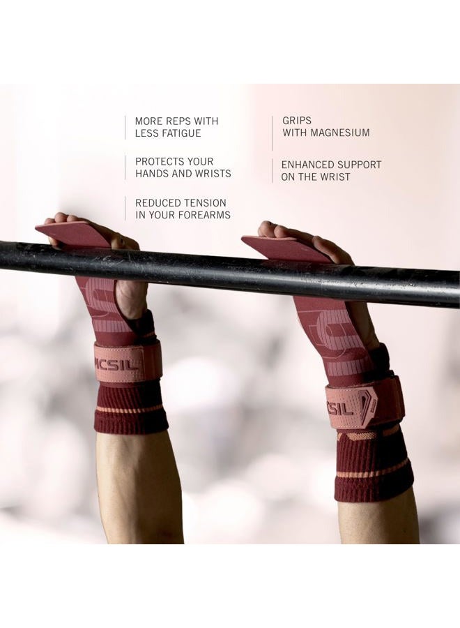 PICSIL Condor Grips, No Hole Leather Hand Grips, Increased Protection and Comfort, Hand grips for Gymnastic, Cross Training, Pull ups, Weightlifting, Prevents Blisters and Tears (Burgundy, G+) - Image 3