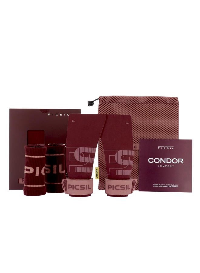 PICSIL Condor Grips, No Hole Leather Hand Grips, Increased Protection and Comfort, Hand grips for Gymnastic, Cross Training, Pull ups, Weightlifting, Prevents Blisters and Tears (Burgundy, G+) - Image 1