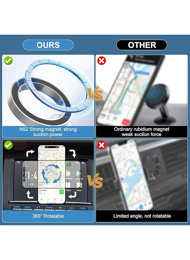 كاست ويف حامل هاتف مغناطيسي للسيارة - كوب شفط مغناطيسي مفرغ قابل للتعديل بزاوية 360 درجة، حامل سيارة قابل للتمدد للأسطح الملساء، متوافق مع أجهزة iPhone وMagsafe - Image 3
