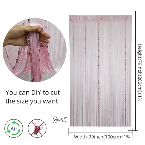 ave split 100cmX200cm Decorative Door String Curtain Beads Wall Panel Fringe Window Room Divider Blind for Wedding Coffee House Restaurant Parts Door Divider Beads Tassel Screen Decoration (pink25) - Image 4