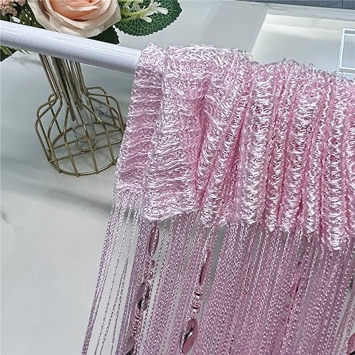 ave split 100cmX200cm Decorative Door String Curtain Beads Wall Panel Fringe Window Room Divider Blind for Wedding Coffee House Restaurant Parts Door Divider Beads Tassel Screen Decoration (pink25) - Image 2