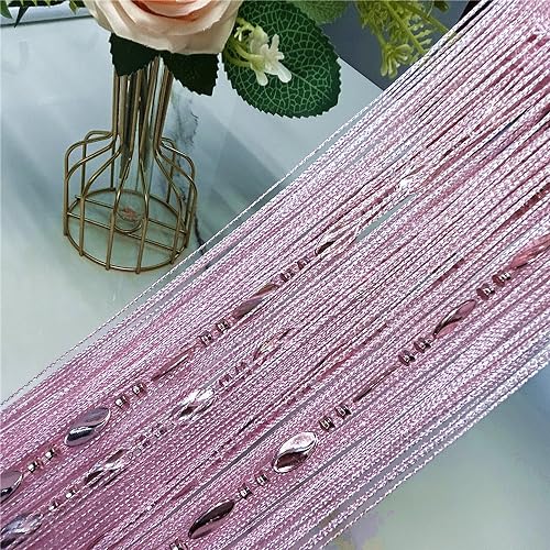 ave split 100cmX200cm Decorative Door String Curtain Beads Wall Panel Fringe Window Room Divider Blind for Wedding Coffee House Restaurant Parts Door Divider Beads Tassel Screen Decoration (pink25) - Image 3