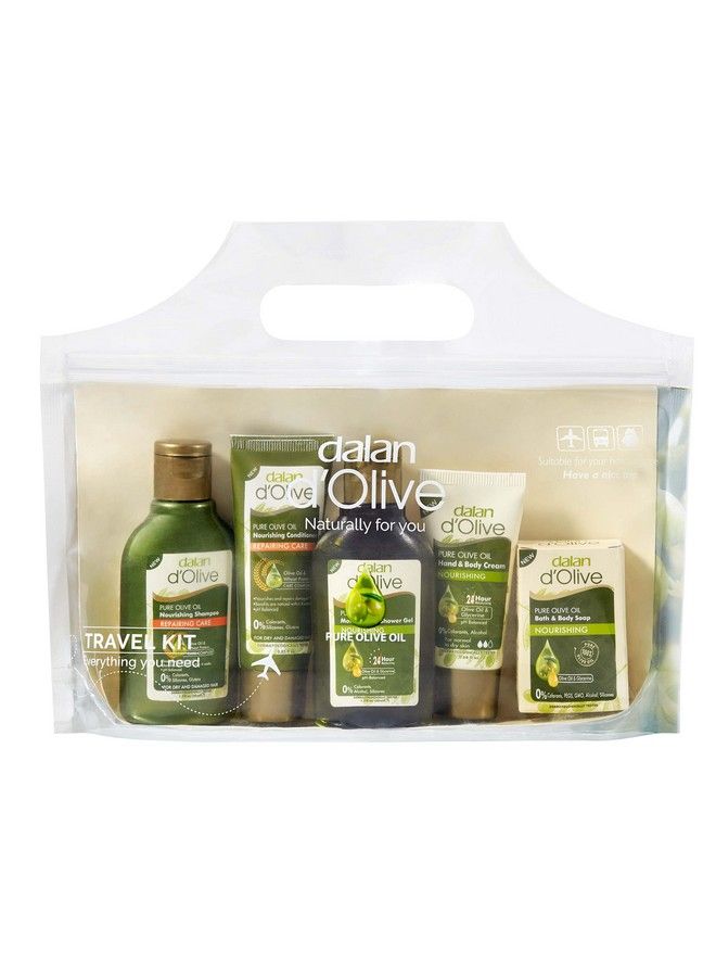 Dalan D`Olive Travel Kit 5 Pieces Shampoo Hair Conditioner Shower Gel Bar Soap Hand & Body Lotion - Image 2