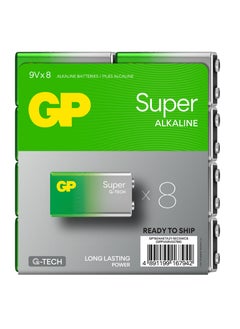 GP Super Alkaline 9V 8-Pack – Reliable and Long-Lasting 9V Batteries for Smoke Detectors, Toys, Remote Controls, and Medical Devices, Global E-com Shrink Wrap with Card (A21)