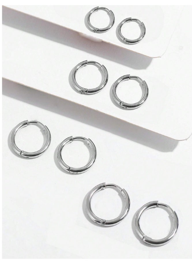 8mm/10mm/12mm/14mm Round Stainless Steel Small Hoop Earrings Women Men Stud Earrings Jewelry, for ears and nose and body - Image 2