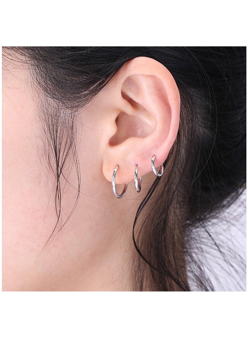 8mm/10mm/12mm/14mm Round Stainless Steel Small Hoop Earrings Women Men Stud Earrings Jewelry, for ears and nose and body - Image 4