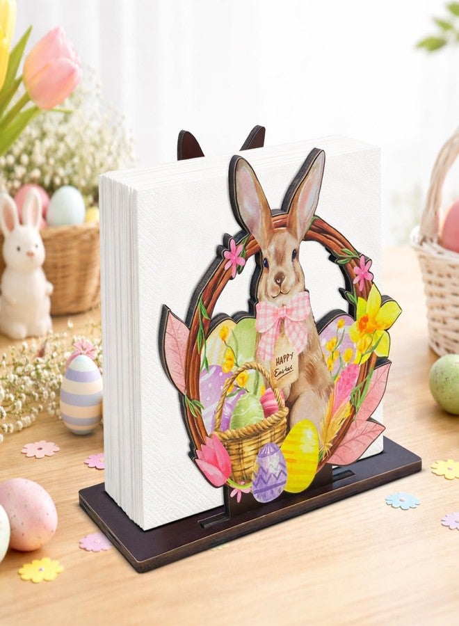 Nurawo حامل مناديل على شكل أرنب عيد الفصح، حامل مناديل خشبي لطيف على شكل بيض أرنب الربيع، موزع مناديل عيد فصح سعيد، تصميم ريفي مناسب للمطبخ أو الحفلات أو غرفة الطعام - Image 3
