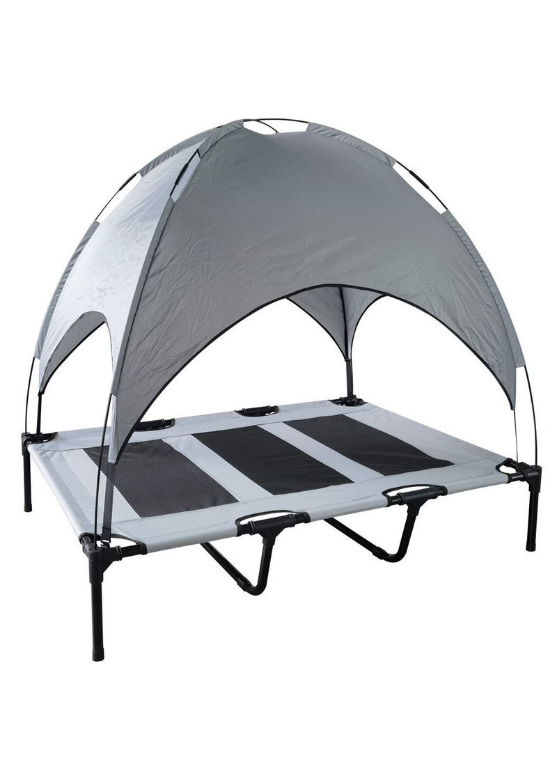 Cool Baby COOLBABY Elevated Dog Bed With Canopy-112 * 91CM Portable Pet Bed With Non-slip Feet-Indoor Outdoor Sun Protection Waterproof Pet Tent (Grey) - Image 1