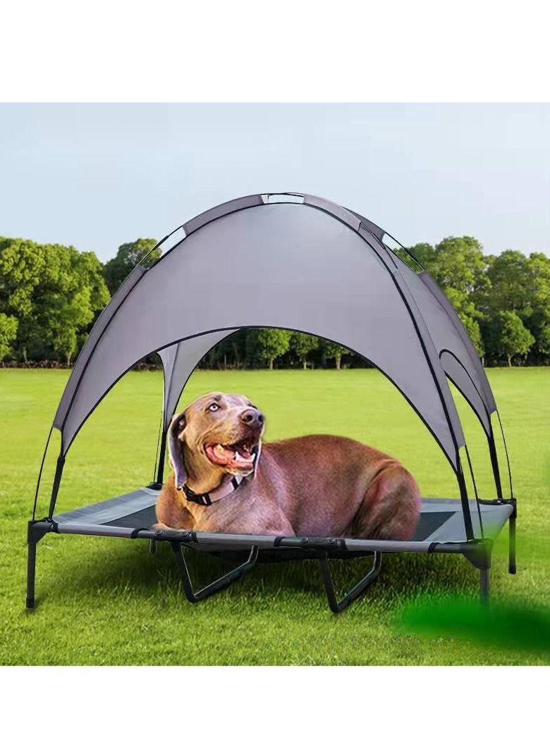 Cool Baby COOLBABY Elevated Dog Bed With Canopy-112 * 91CM Portable Pet Bed With Non-slip Feet-Indoor Outdoor Sun Protection Waterproof Pet Tent (Grey) - Image 2