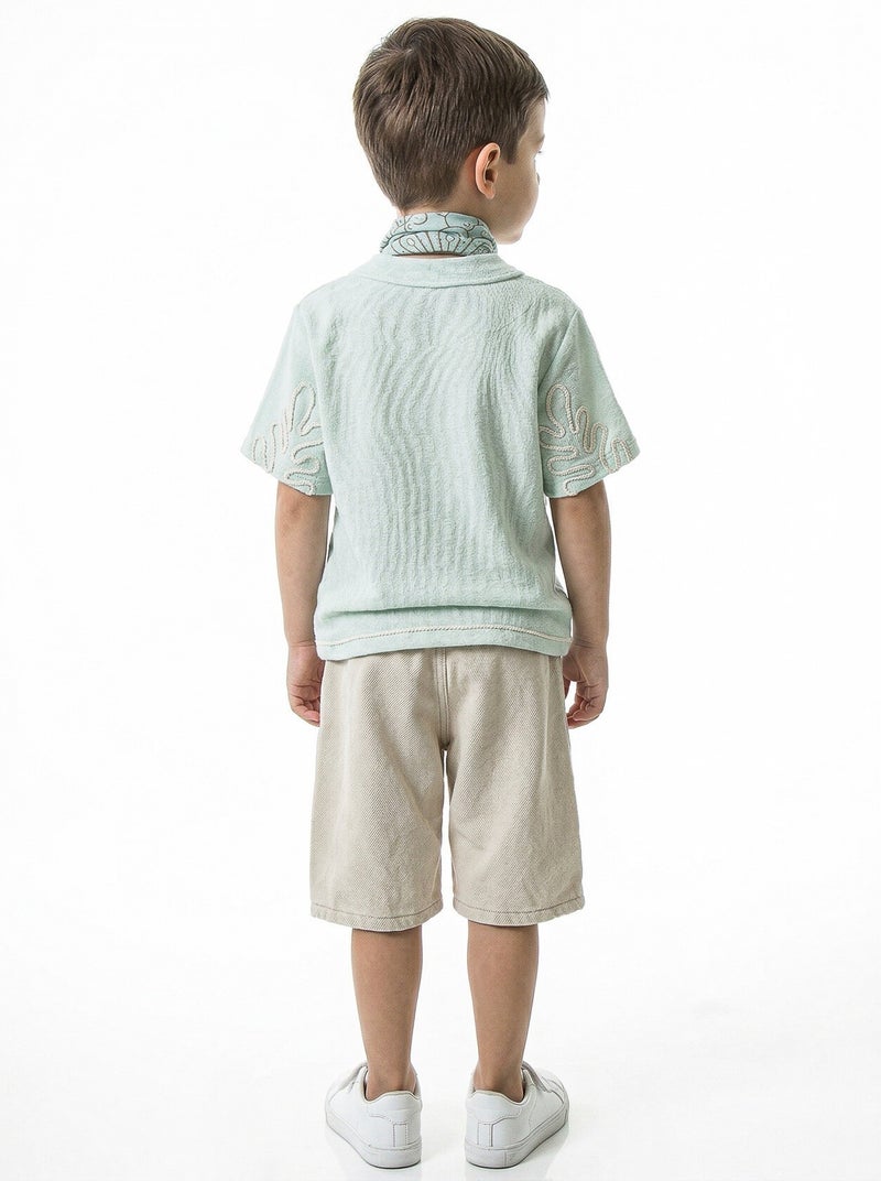 Hype Boys' two-piece summer set (shirt + shorts) with scarf, for ages 4 to 8 years, 6617 - Image 4