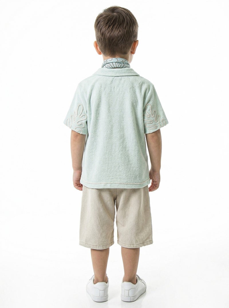 Hype Boys' two-piece summer set (shirt + shorts) with scarf, for ages 4 to 8 years, 6617 - Image 3