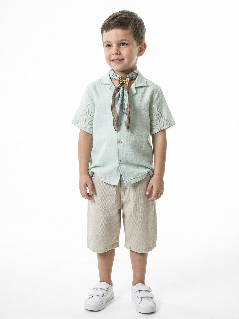 Hype Boys' two-piece summer set (shirt + shorts) with scarf, for ages 4 to 8 years, 6617 - Image 2