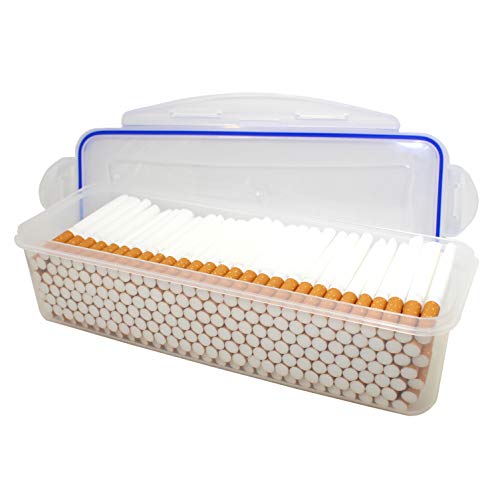 BullCharged Plastic Container Storage Case for 200 Cigarette Filter Tubes Carton with Safe Seal - Image 1