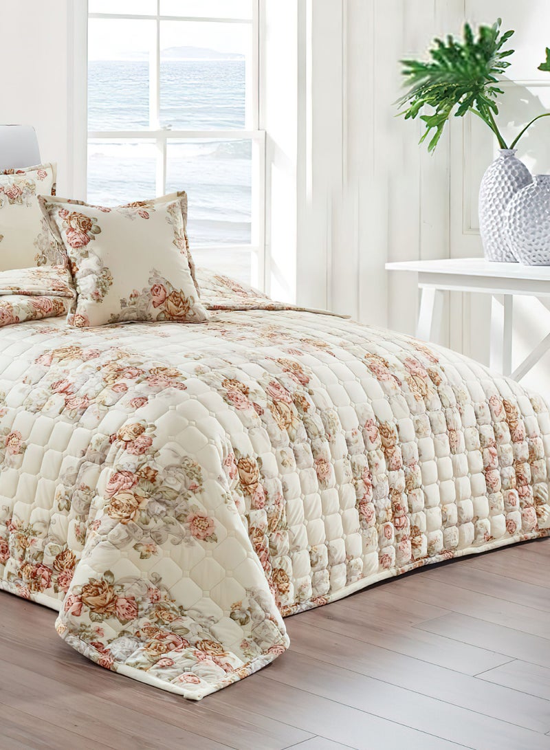 مون طقم لحاف مخمل 4 قطع مناسب لجميع المواسم مقاس مفرد 160 × 210 سم طقم سرير مزدوج الجانب مخيط بشكل زهور ثقيلة متعدد الألوان - Image 3