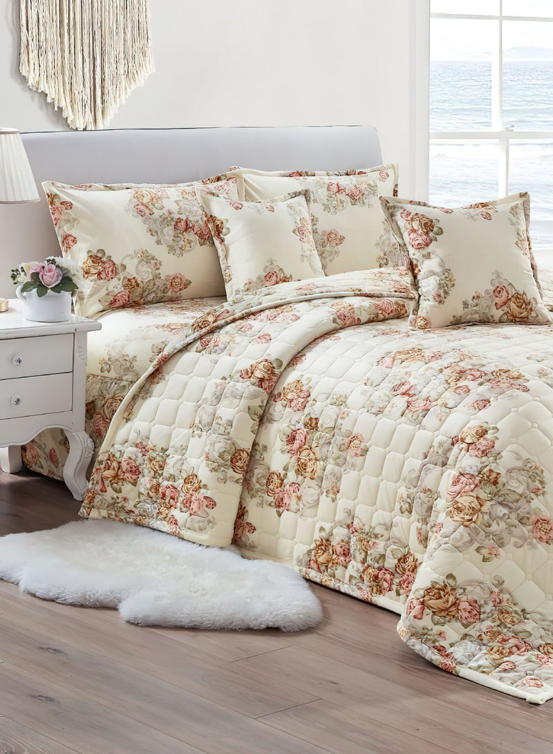 مون طقم لحاف مخمل 4 قطع مناسب لجميع المواسم مقاس مفرد 160 × 210 سم طقم سرير مزدوج الجانب مخيط بشكل زهور ثقيلة متعدد الألوان - Image 2