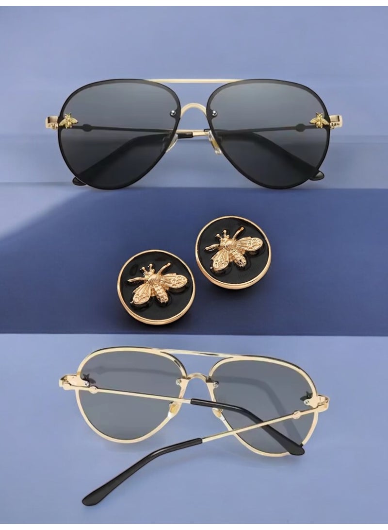 Bee Line Women's Jewellery Set Contains Sunglasses & Earrings Decorated With A Bee In High Quality And Elegant Design - Image 5