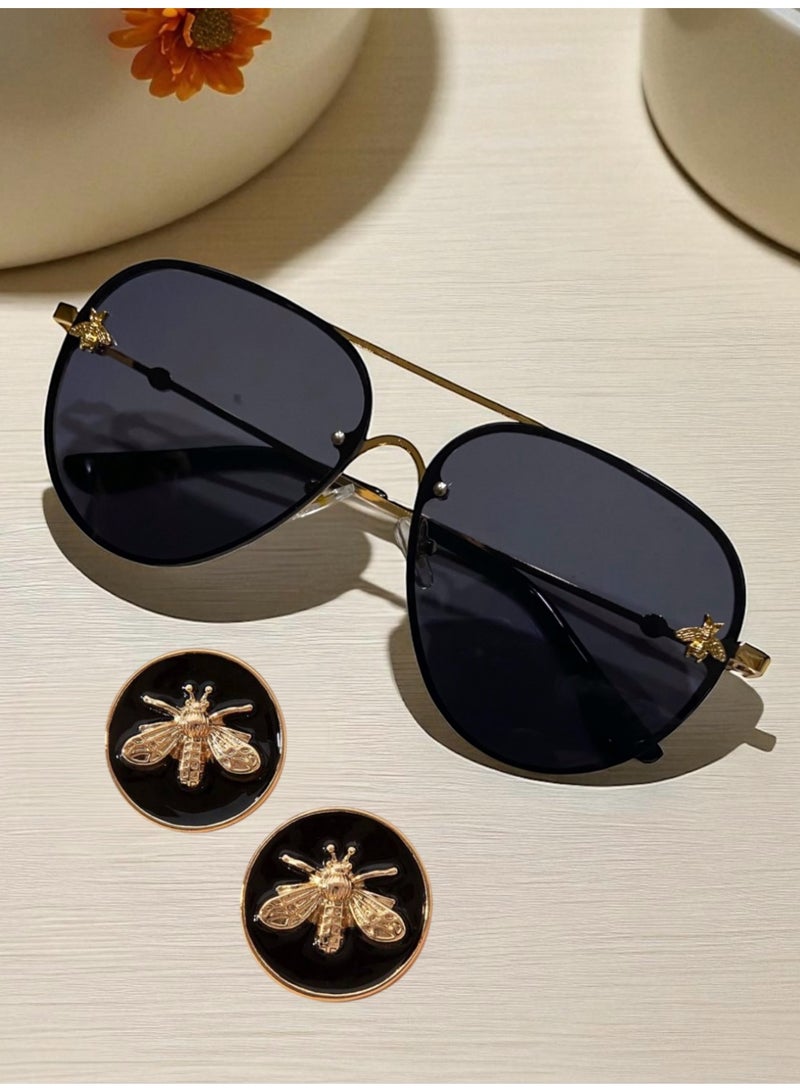 Bee Line Women's Jewellery Set Contains Sunglasses & Earrings Decorated With A Bee In High Quality And Elegant Design - Image 2