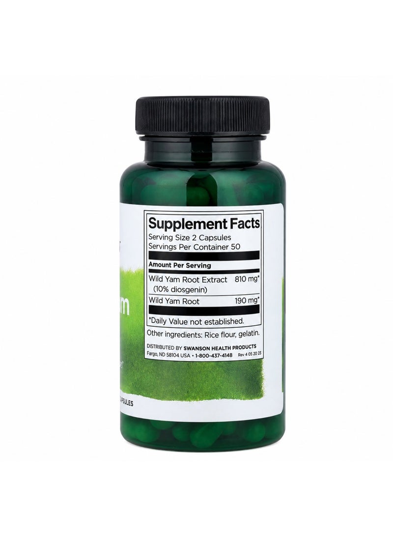 SWANSON Wild Yam Root, 100 Capsules - Image 2