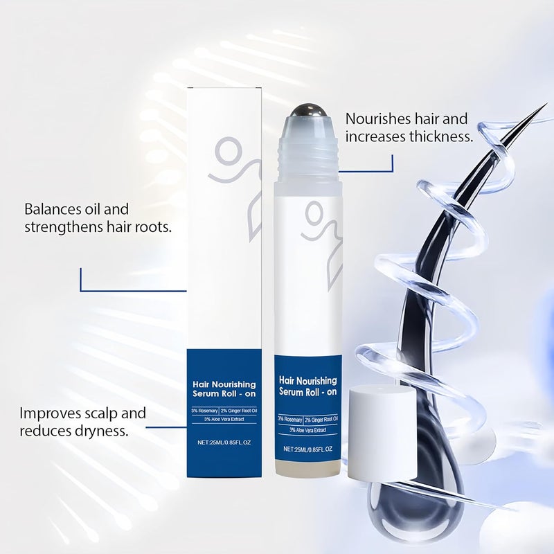 Rosemary Hair Growth Serum Roll-On for Women & Men, Rosemary Scalp Serum with Ginger Root Oil, Aloe Vera & Vitamin E for Thinning Hair, Hairline & Root Care, Thicker Fuller-Looking Hair, 2 x 25 ml - Image 2